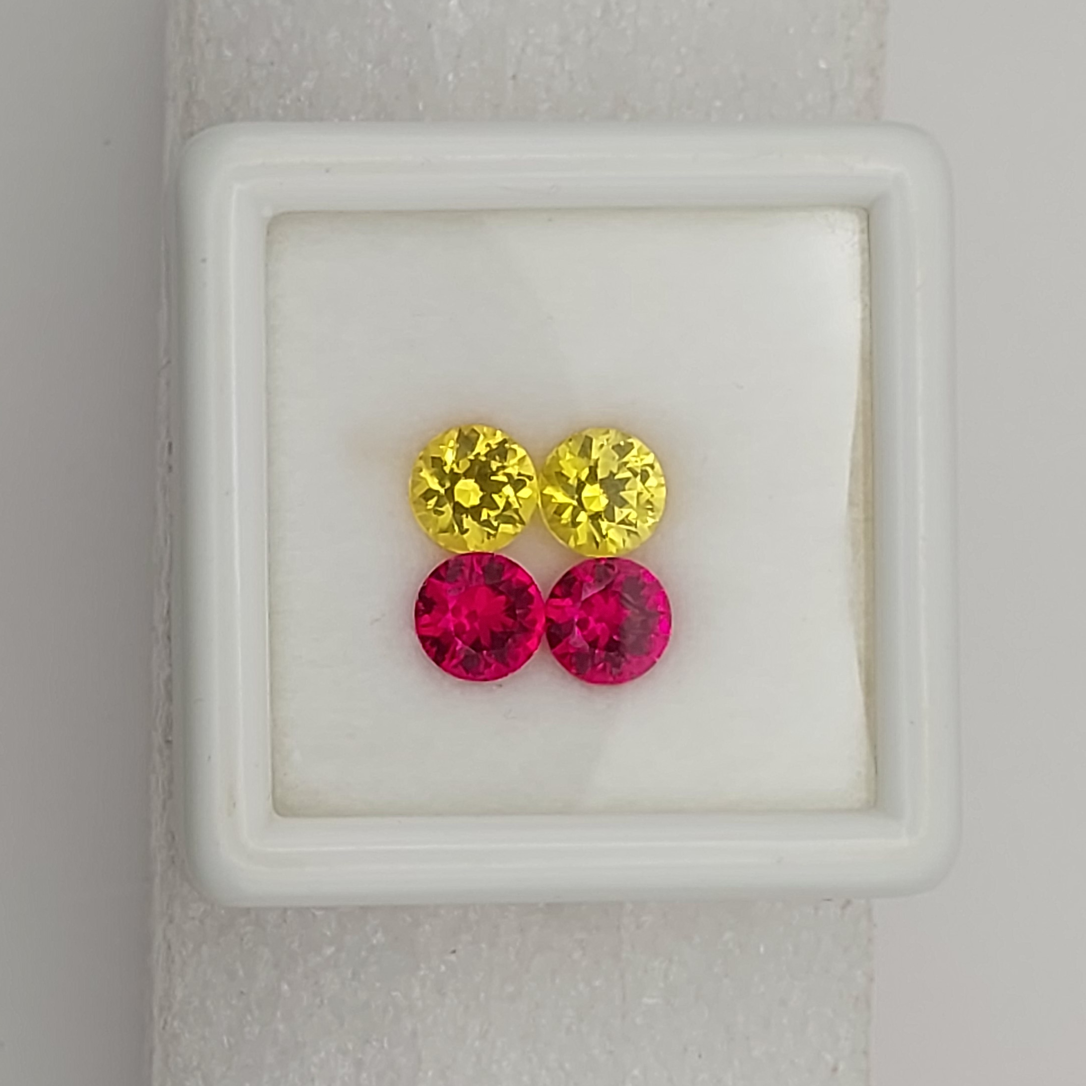 7 mm Matched Pair Lab Grown Ruby Yellow Sapphire Corrundum  Litnon.com
