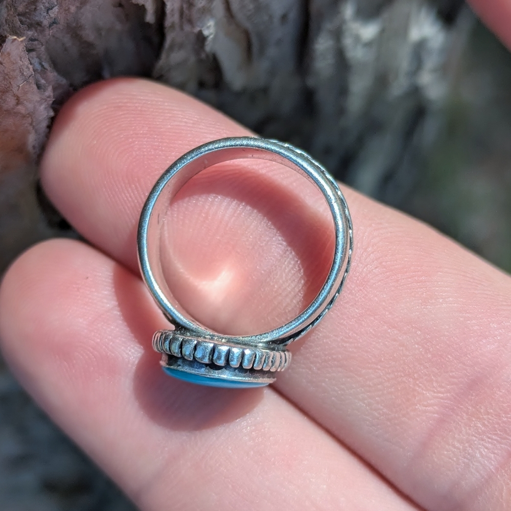 Vintage Navajo Sterling Silver Arizona Turquoise Ring   Litnon.com