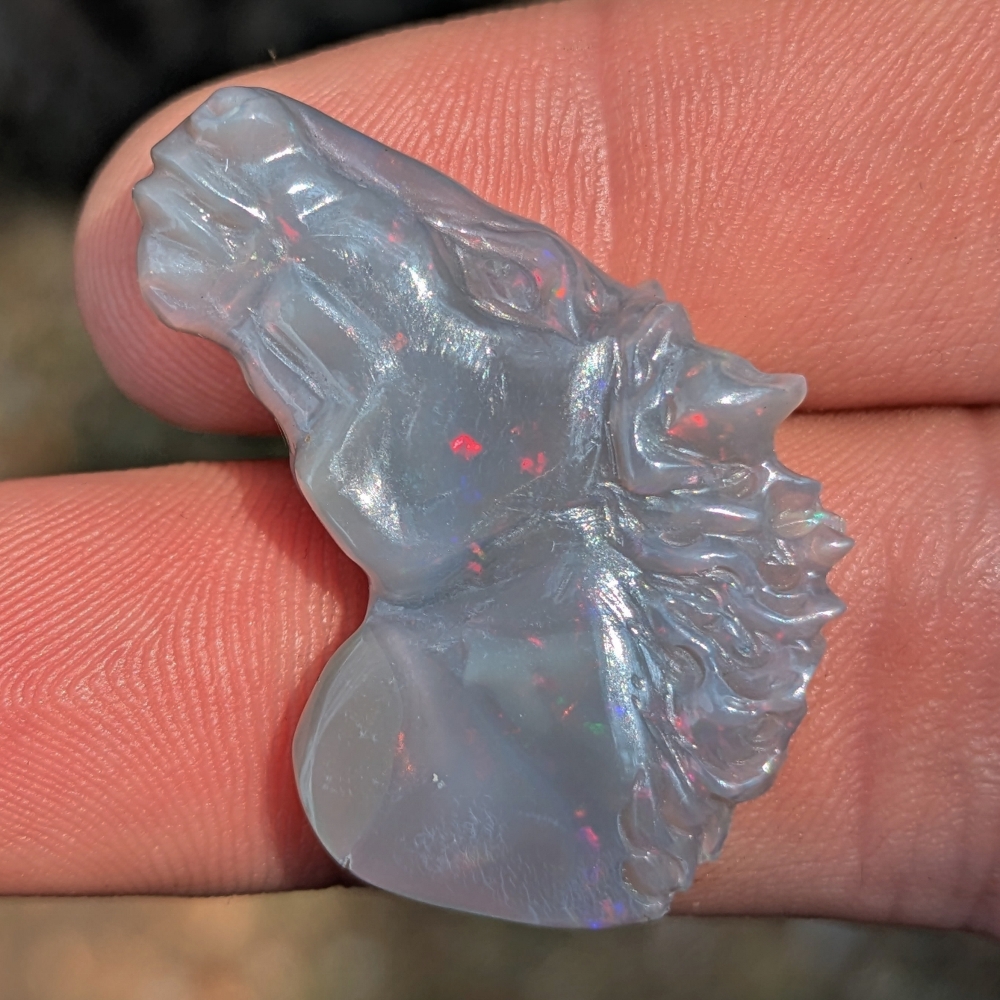 Horse Head Carved Australian Potch Opal  26.31 Carats Litnon.com