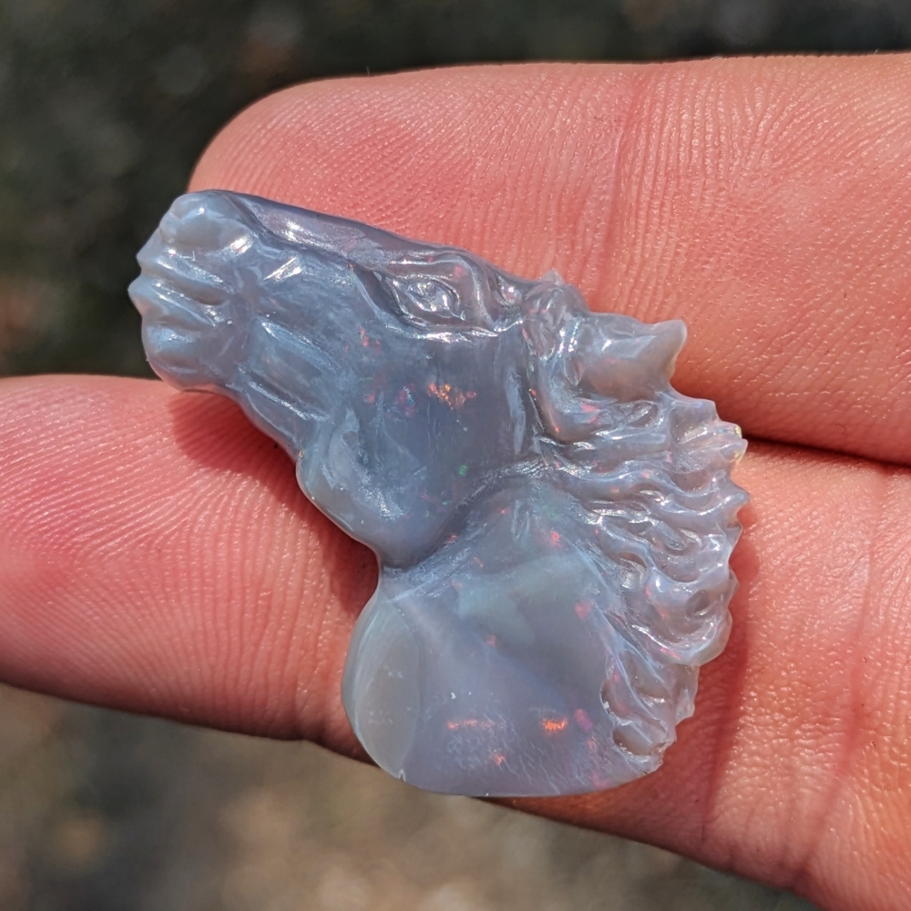 Horse Head Carved Australian Potch Opal  26.31 Carats Litnon.com