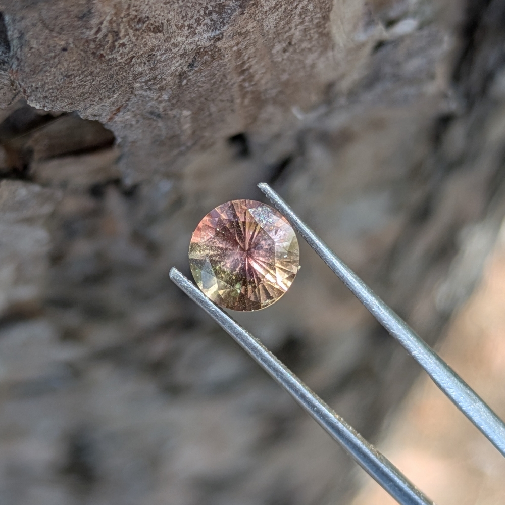 Pink Orange Green Tri-Color Tourmaline 1.75 Carats Litnon.com