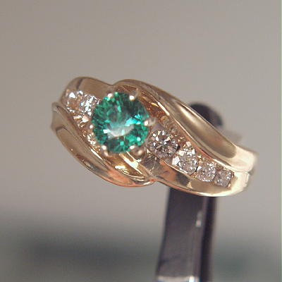 Beautiful Blue Green Tourmaline Diamond Ring 14 kt  Litnon.com