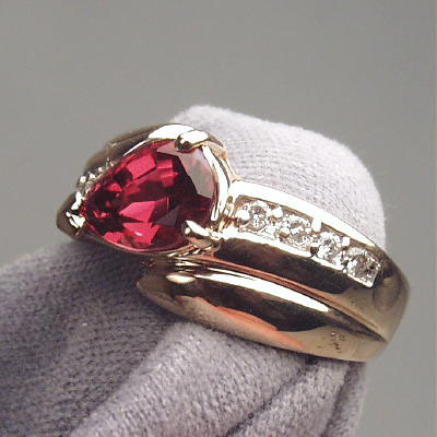 Beautiful Purple Pink Tourmaline Diamond 14 kt Ring  Litnon.com