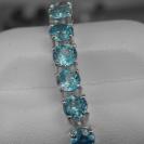 Fine 18 KT White Gold Blue Zircon Tennis Bracelet