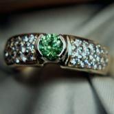  Superb Russian Demantoid Garnet 14kt Diamond Ring 