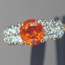 Killer Mandarin Spessartite Garnet Diamond Ring 18kt