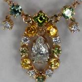 Russian Demantoid Garnet Sapphire Diamond Pendant 