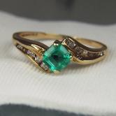 Super Color High Gem Grade Emerald and Diamond Ring 