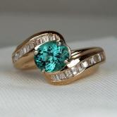 Quality Nigeria Paraiba Type Tourmaline Diamond 14kt Ring 