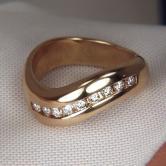 Quality Heavy 14 kt Channel Set Diamond Ring 