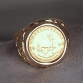 NR Estate 14kt Gold Ring 1/10th oz Kruggerand 