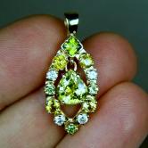 Chrysoberyl, Sapphire, Diamond, Russian Demantoid Pendant