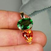 Museum Mandarin Spessartite Tsavorite Garnet Pendant