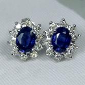 Royal Blue Ceylon Sapphire Diamond Earrings 