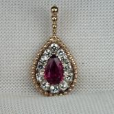 Natural Ruby and Diamond Pendant 14kt Gold 