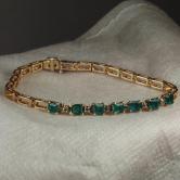 Pretty Emerald - Diamond Link Bracelet 14 kt Gold 