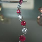 Estate Natural Ruby Diamond S Pendant Earing Set 