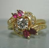 Estate Ladies14 kt Natural Diamond Ruby Ring 
