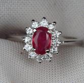 Quality South East Asia Ruby Diamond Ring 14kt WG 