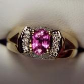Fine Pink Natural Sapphire 14 kt Gold and Diamond Ring 