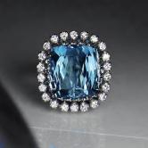 Quality Nice Color 17 ct Aquamarine Diamond Ring 14kt WG 