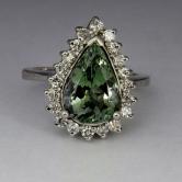 Quality Rare Natural Green Tanzanite Diamond Ring 14kt WG GLI PAID
