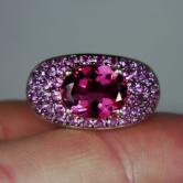 Quality Fine Color Pink Tourmaline and Pink Sapphire Ring 14kt WG GLI PAID
