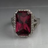 Quality Purple Pink Rubellite Tourmaline and Diamond Ring 14kt WG 