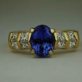 Quality Fine Color Natural Tanzanite Diamond Ring 14kt YG 
