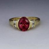 Estate Rich Pink Tourmaline and Diamond Ring 14 kt 