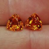 Matched Pair Bright Orange Mandarin Spessartite Garnet 5.33 ct tw 