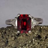 Rare Blood Red Burmese Spinel Platinum Diamond Ring