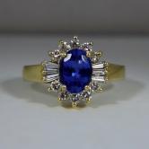 Quality Fine Color Natural Tanzanite Diamond Ring 18kt YG 