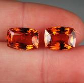 Color Natural Mandarin Spessartite Garnet Pair 19.47 ct tw 