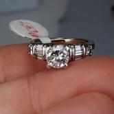 Estate Ladies 18 KT White Gold Diamond Ring 1.33 ct Center 1.88 ct tw 
