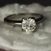 Estate Ladies 14 KT White Gold Euro Cut Diamond Ring 1.06 ct 