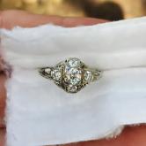 Antique! 14kt  White Gold Filigree Diamond Ring 