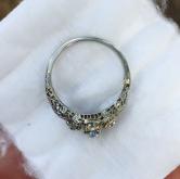 Antique! 14kt  White Gold Filigree Diamond Ring 