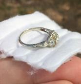 Antique! 14kt  White Gold Filigree Diamond Ring 