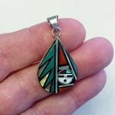 Vintage Signed Zuni Native American Sterling Pendant and Earrings 