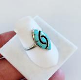Vintage Zuni Native American Sterling Silver Onyx and Turquoise Ring 