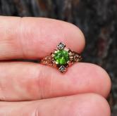 Antique Russian Demantoid and Rose Cut Diamond Ring