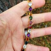  Vintage Multi- Color Natural Gemstone Necklace Brazil 14kt GLI 
