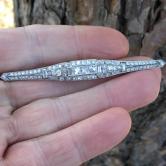  Art Deco Platinum & 18 kt Diamond Brooch French Cut Center Diamonds