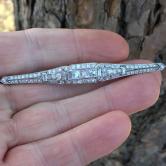  Art Deco Platinum & 18 kt Diamond Brooch French Cut Center Diamonds