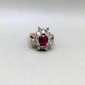 Estate Quality Natural Burmese Ruby and Diamond Ring 14kt 