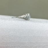 Antique Quality 18 Karat Filigree White Gold Euro Cut Diamond Ring 