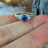  Fine Color Montana Sapphire Diamond 14 Karat Ring 