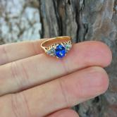  Fine Color Natural Ceylon Sapphire Diamond 14 Karat Ring 