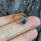  Fine Color Natural Ceylon Sapphire Diamond 14 Karat Ring 